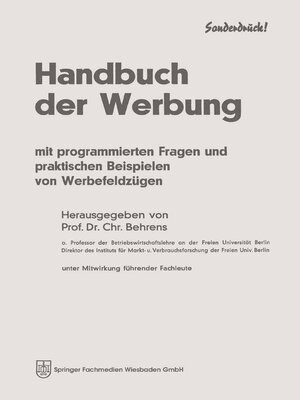 cover image of Handbuch der Werbung